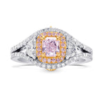 Fancy Light Purplish Pink Diamond Double Halo Side Stone Ring