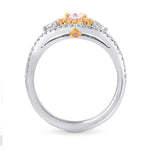 Fancy Light Purplish Pink Diamond Double Halo Side Stone Ring