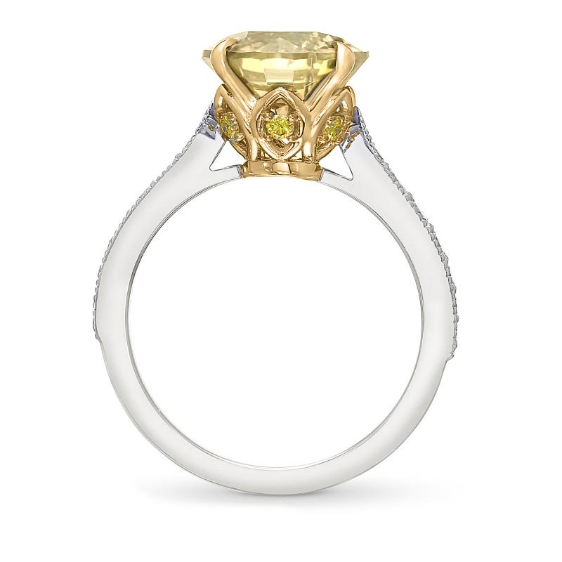 Solitaire Ring Setting with Tapered Closed-pave Side Diamonds - 2