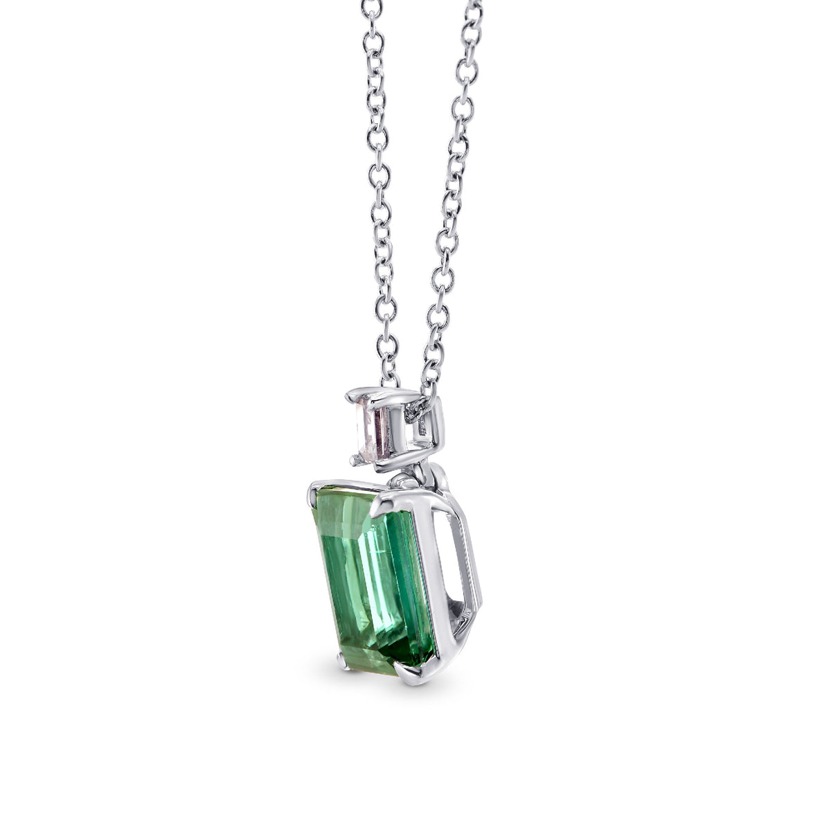 Green Tourmaline & Diamond Drop Pendant