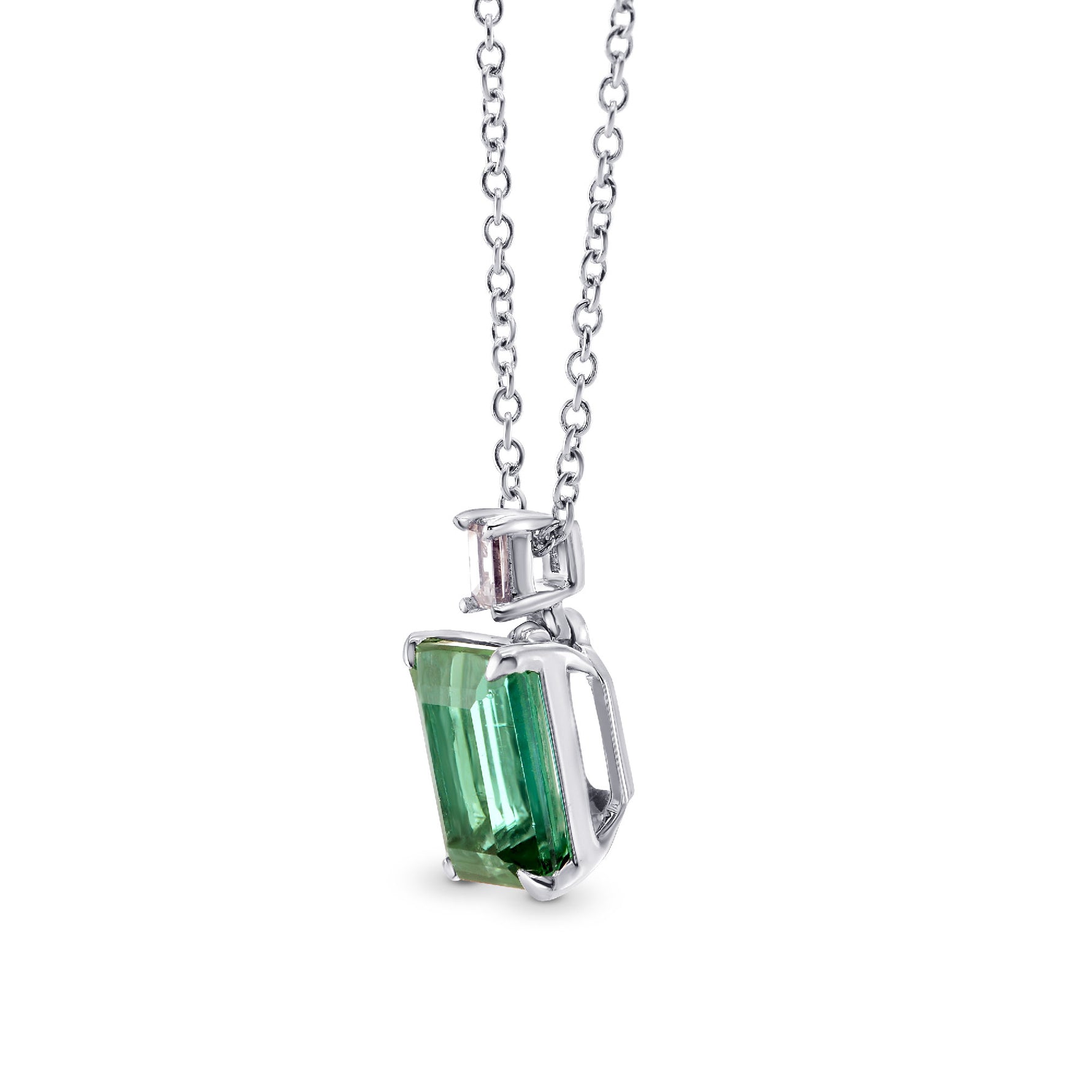 Green Tourmaline & Diamond Drop Pendant