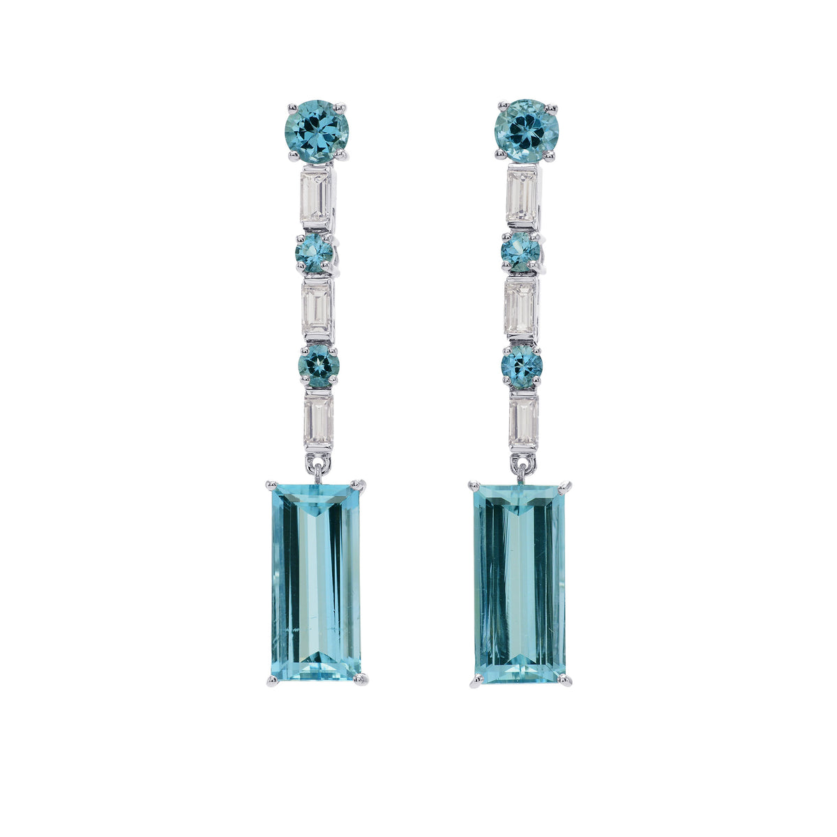 Extraordinary Light Blue Aquamarine Drop Earrings