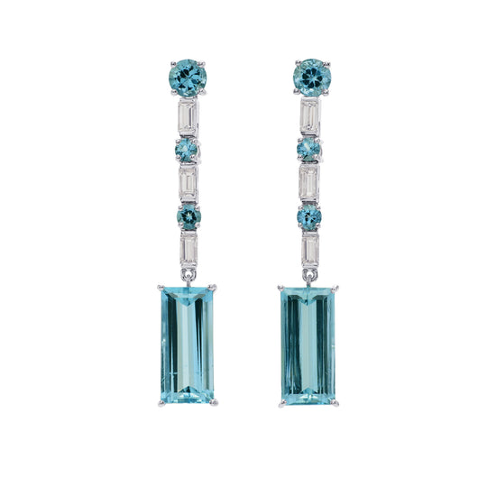 Extraordinary Light Blue Aquamarine Drop Earrings
