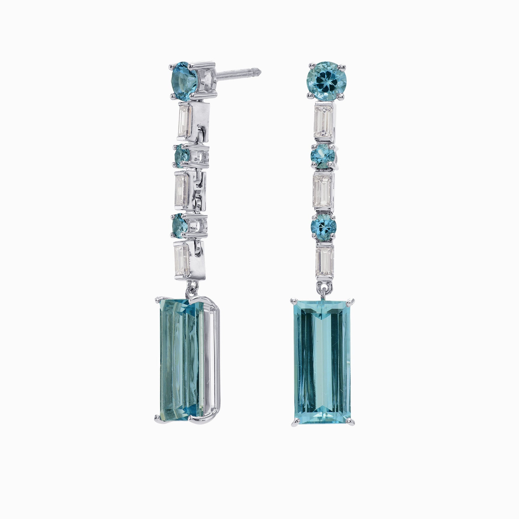 Extraordinary Light Blue Aquamarine Drop Earrings