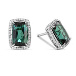 Green Tourmaline Halo Earrings