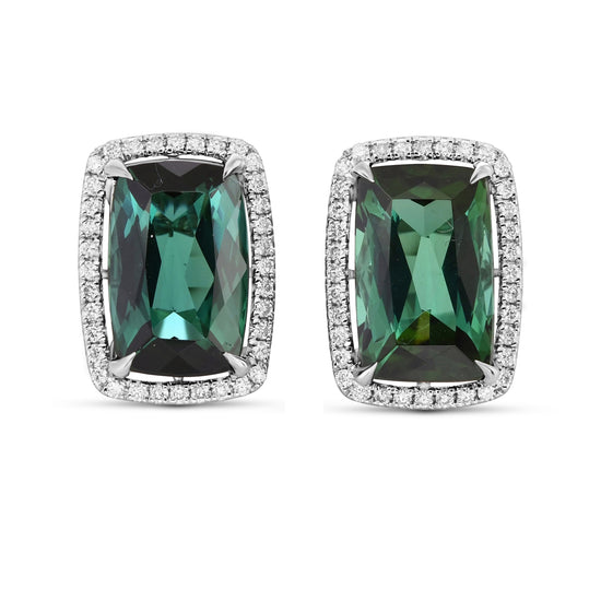 Green Tourmaline Halo Earrings