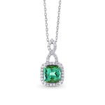 Green Tourmaline and  Diamond Drop Pendant