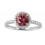 Fancy Deep Pink Round Diamond Halo Ring 