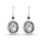 Needle Tourmaline, Ruby & Diamond Drop Earrings