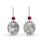 Needle Tourmaline, Ruby & Diamond Drop Earrings