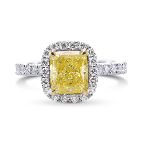 Fancy Yellow Cushion Diamond Carriage Halo Ring