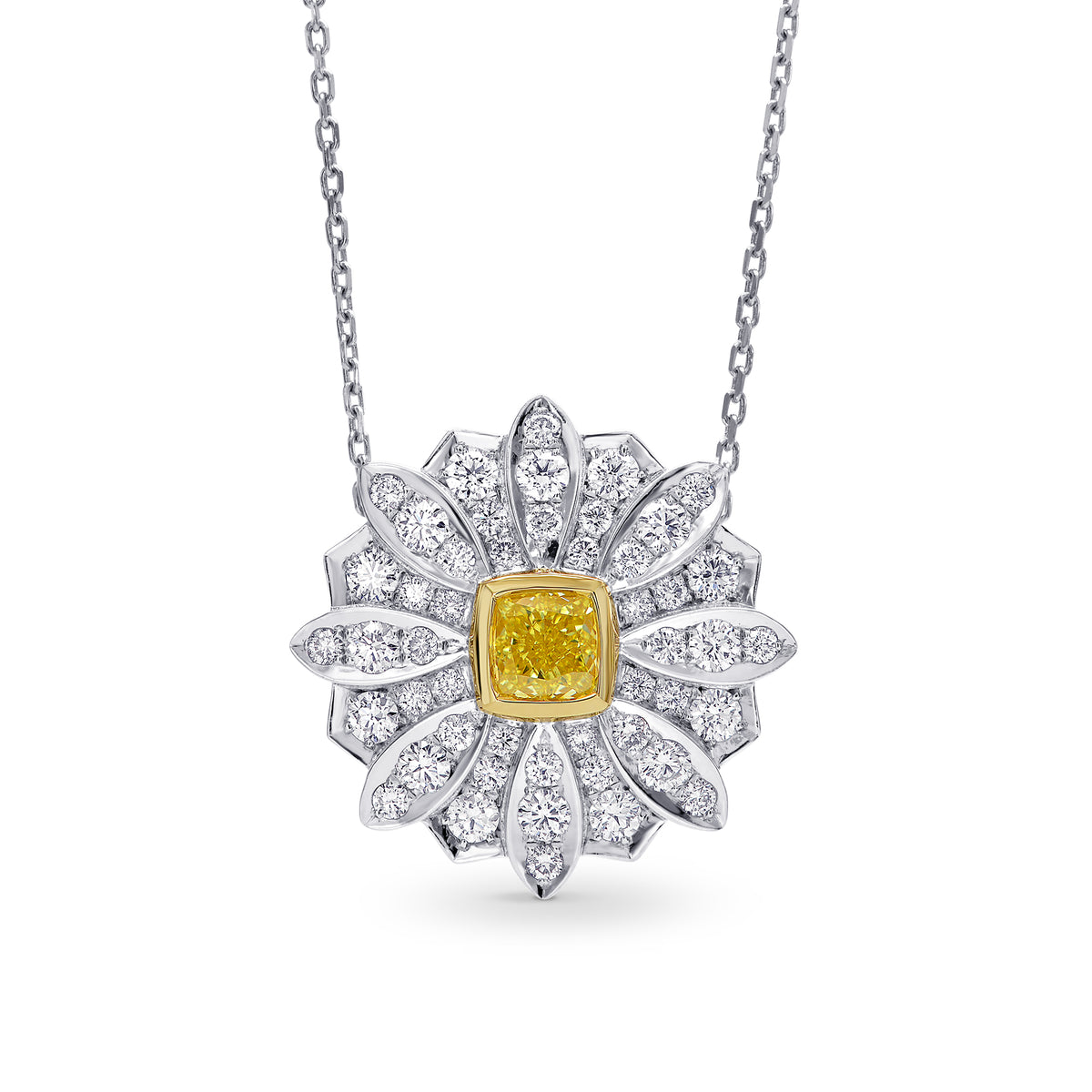 Fancy Intense Yellow Cushion Diamond Pendant