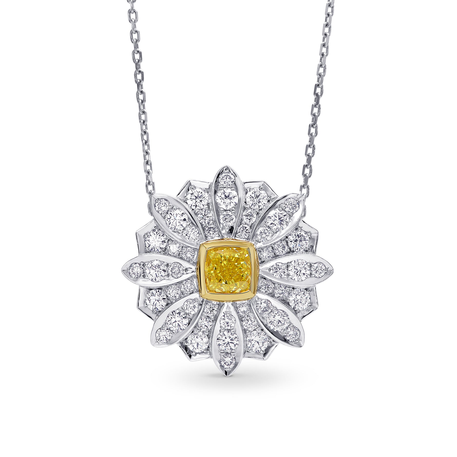 Fancy Intense Yellow Cushion Diamond Pendant