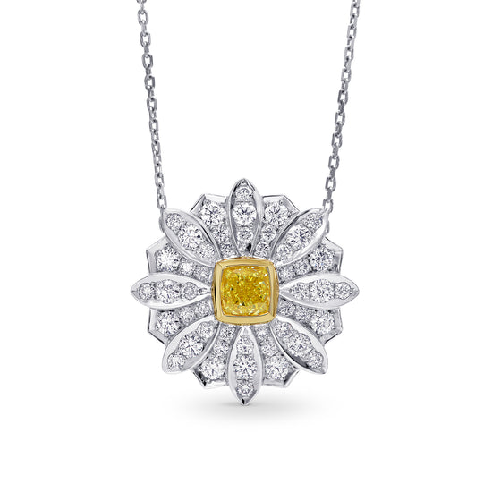 Fancy Intense Yellow Cushion Diamond Pendant