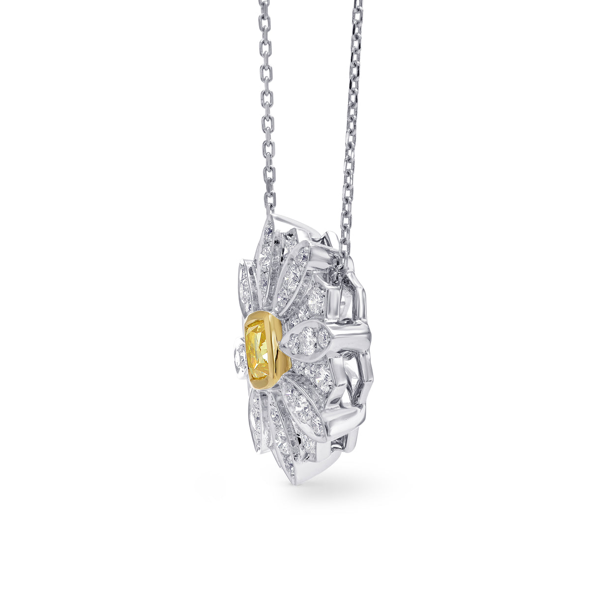 Fancy Intense Yellow Cushion Diamond Pendant
