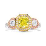 Custom-made Fancy Intense Yellow, Pink & White Diamond Ring