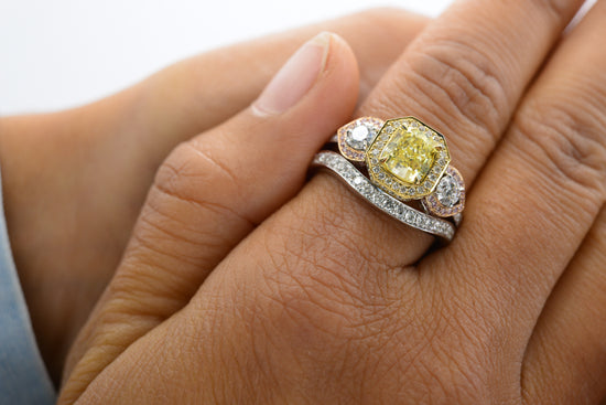 Contoured Diamond Milgrain Wedding Band