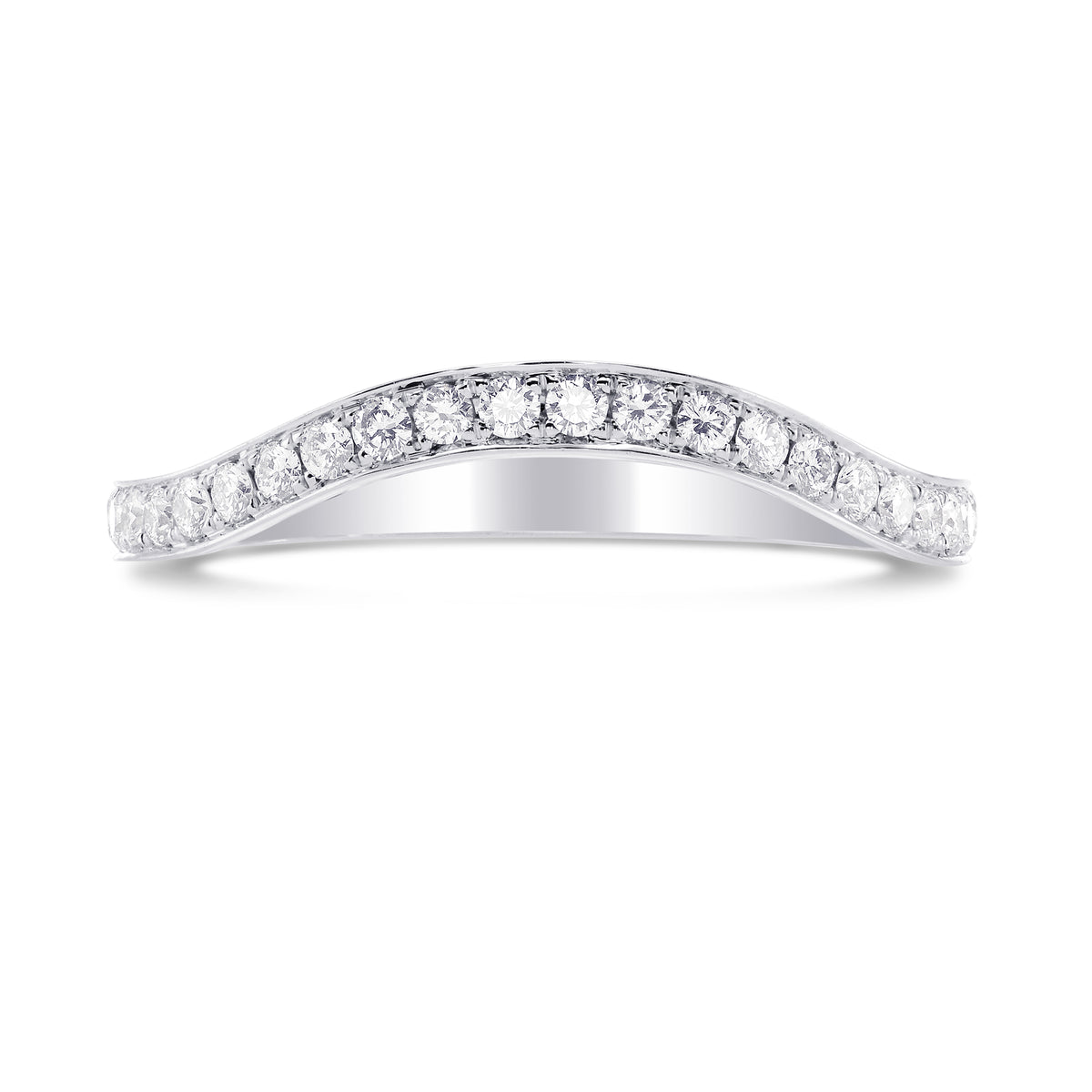 Contoured Diamond Milgrain Wedding Band
