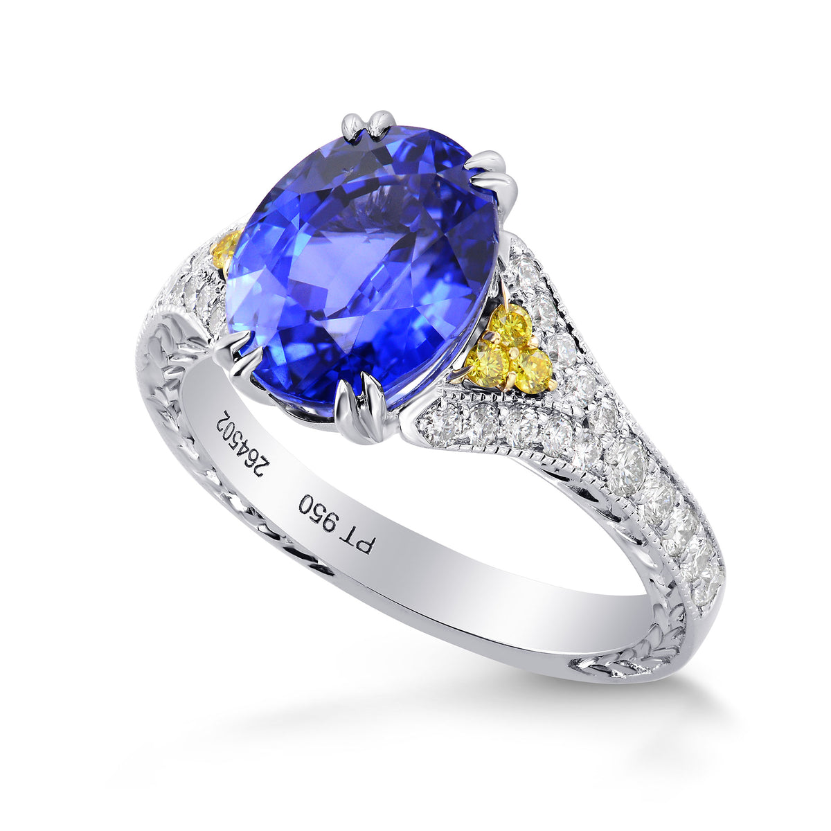 Vintage Style Oval Sapphire &  Yellow Diamond Ring