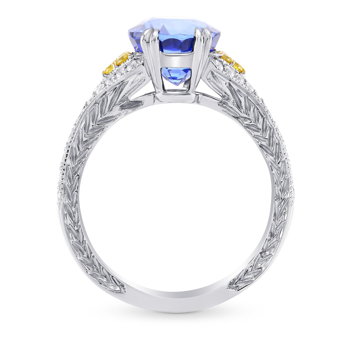 Vintage Style Oval Sapphire &  Yellow Diamond Ring