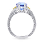 Vintage Style Oval Sapphire &  Yellow Diamond Ring