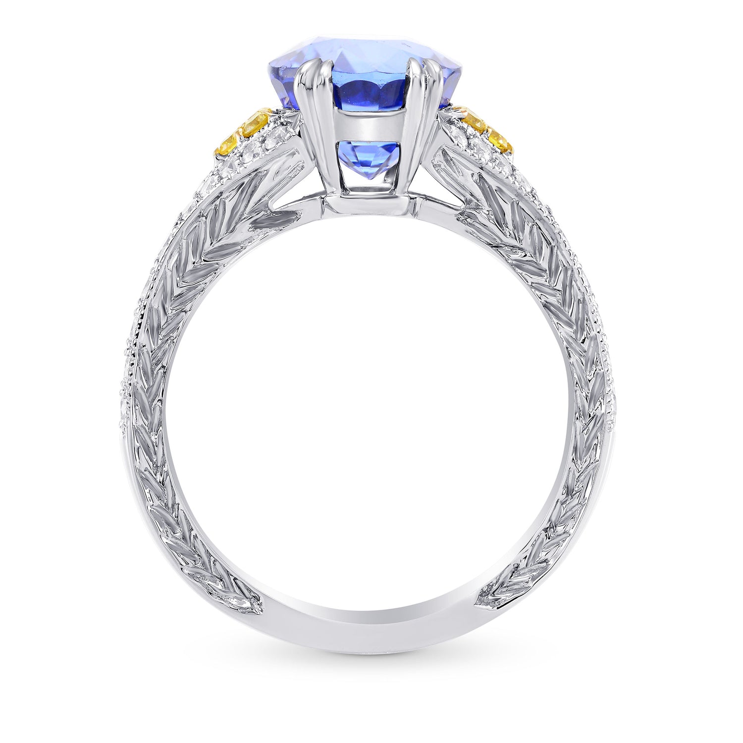 Vintage Style Oval Sapphire &  Yellow Diamond Ring