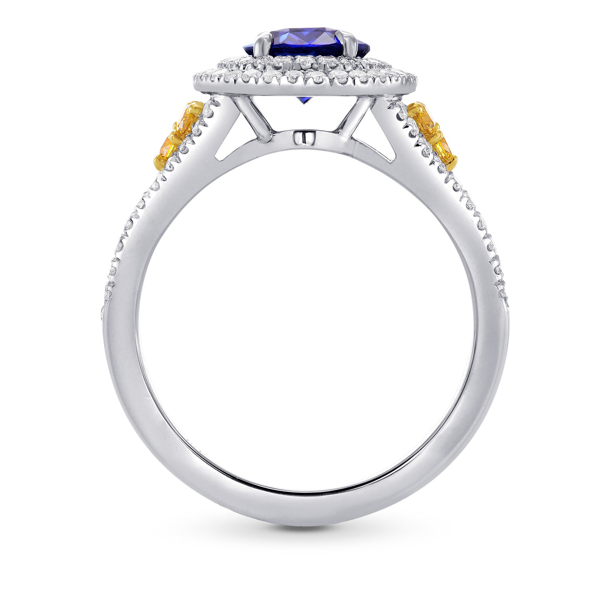 Oval Sapphire & Yellow Diamond Accent Halo Ring
