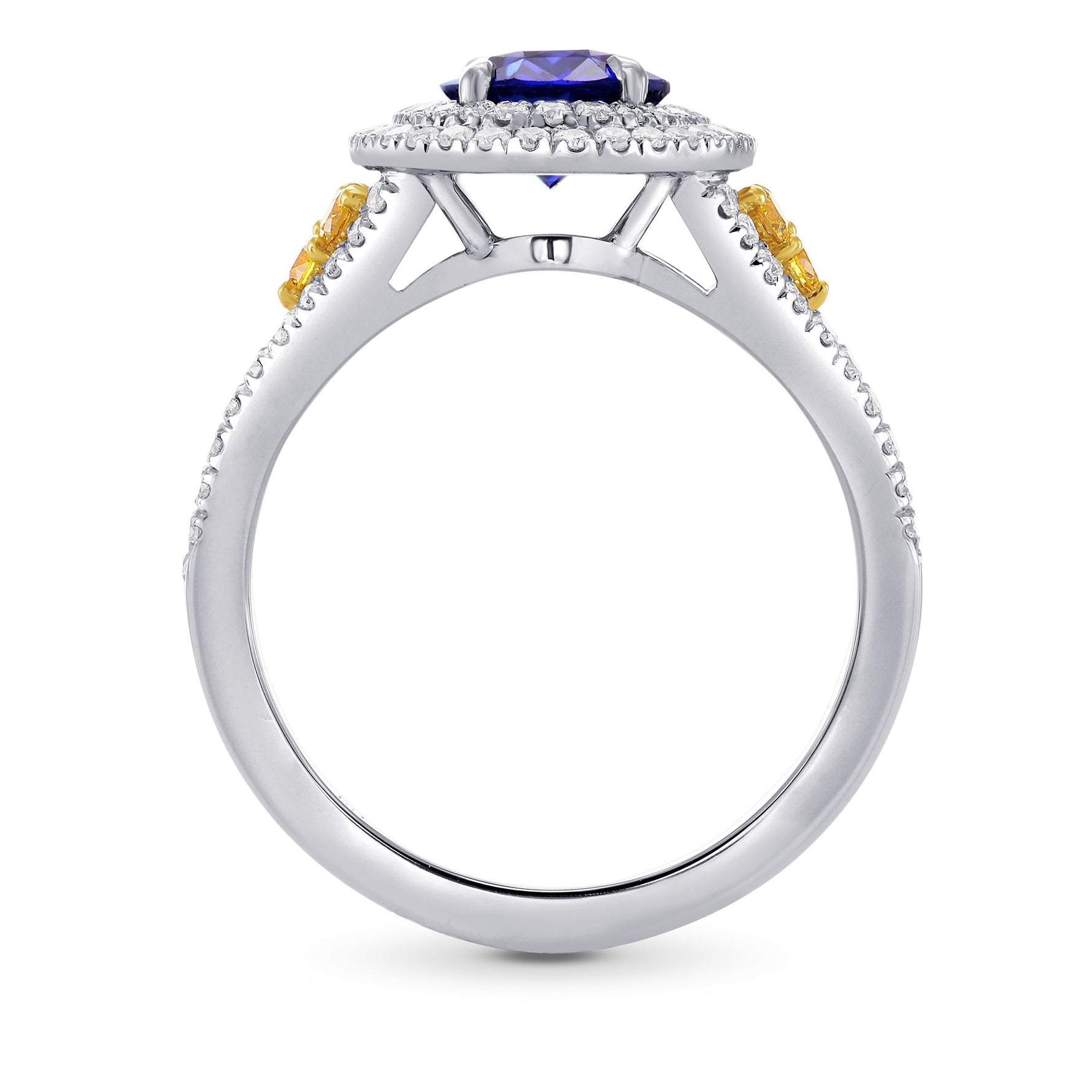 Oval Sapphire & Yellow Diamond Accent Halo Ring