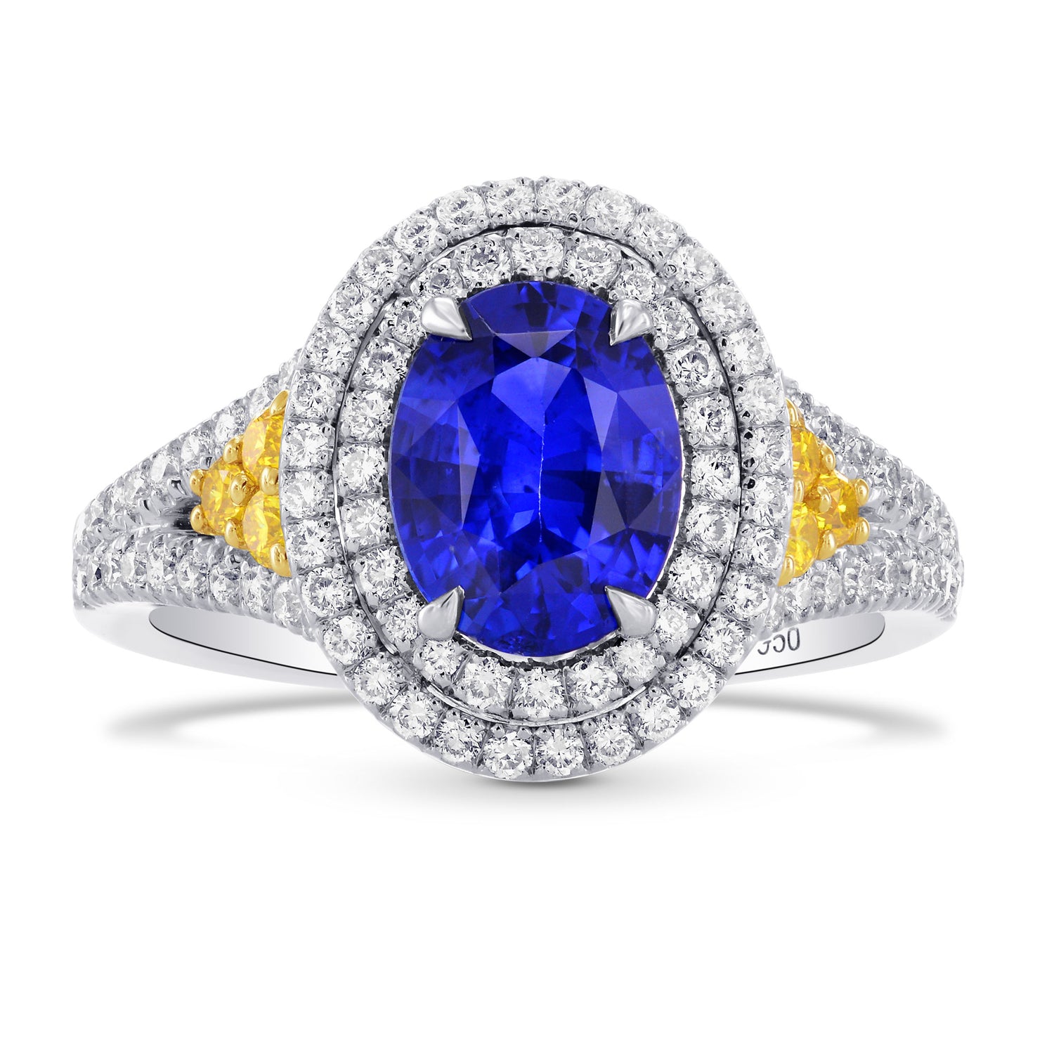 Oval Sapphire & Yellow Diamond Accent Halo Ring