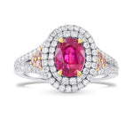Unheated Ruby & Pink Diamond Double Halo Ring