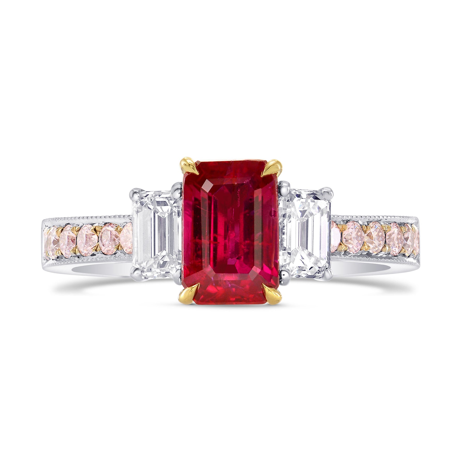 pink diamond dress ring 18K White Gold 1.96ct Pink Sapphire and 1.24ctw Diamond Dress Ring