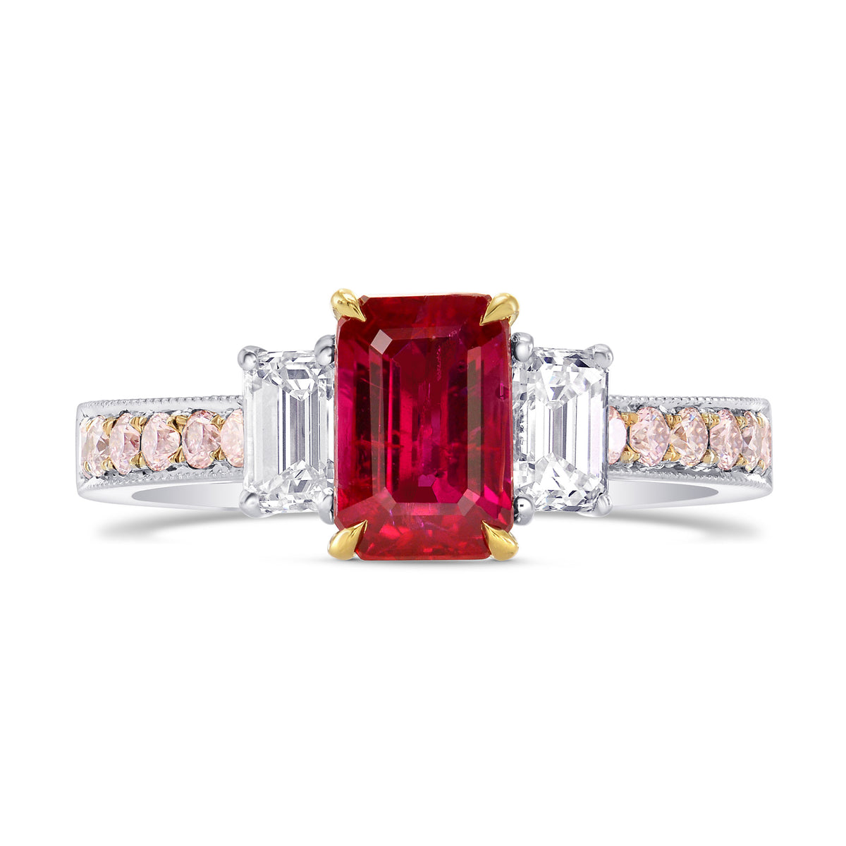 Ruby Emerald-cut & Pink Diamond Dress Ring