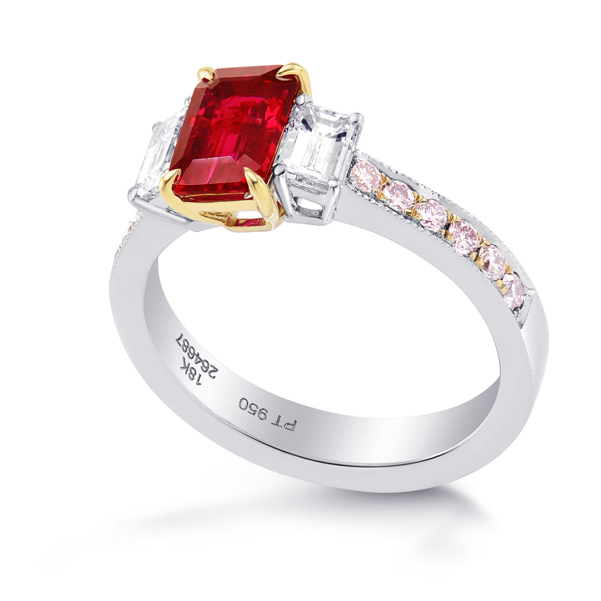 Ruby Emerald-cut & Pink Diamond Dress Ring