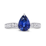 Sapphire Pear & Yellow Diamond Crown Ring