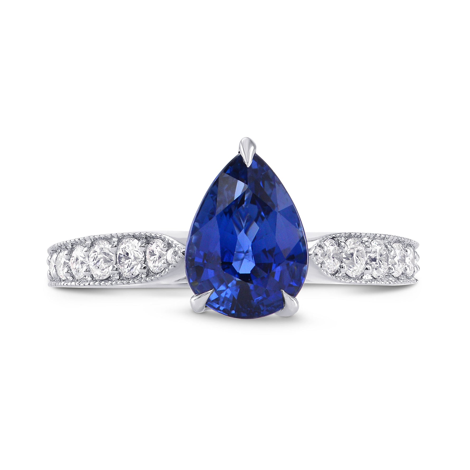 Sapphire Pear & Yellow Diamond Crown Ring