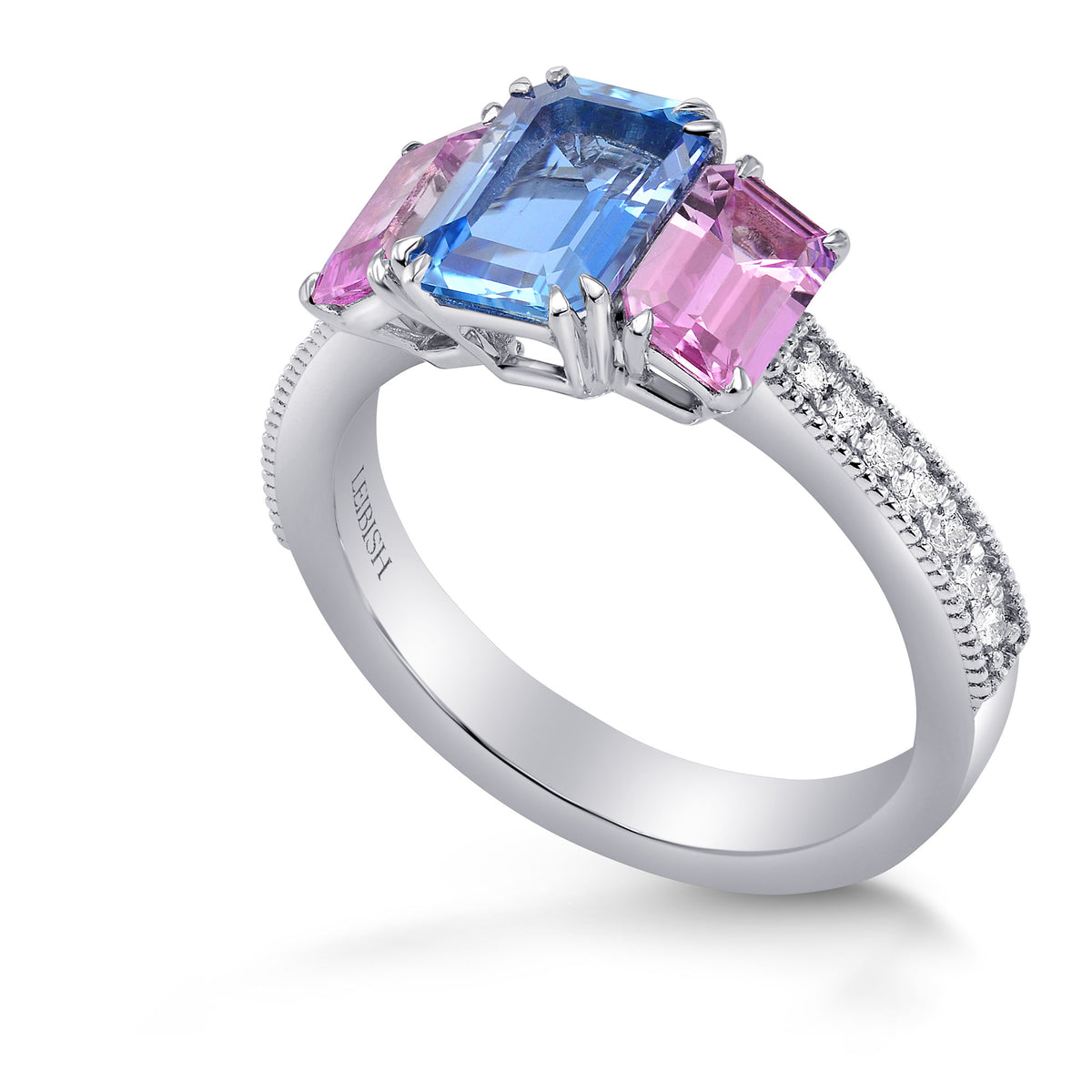 Aquamarine & Pink Sapphire Diamond Ring