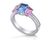 Aquamarine & Pink Sapphire Diamond Ring