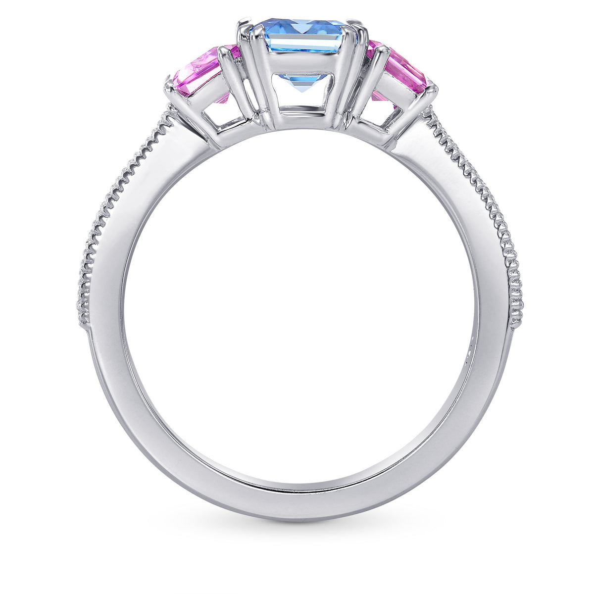 Aquamarine & Pink Sapphire Diamond Ring