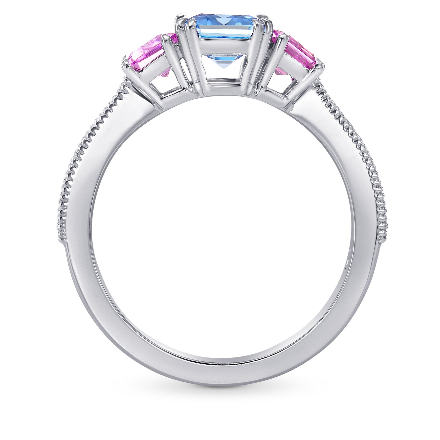 Aquamarine & Pink Sapphire Diamond Ring