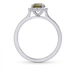Fancy Brownish Greenish Yellow Oval Diamond Halo Ring