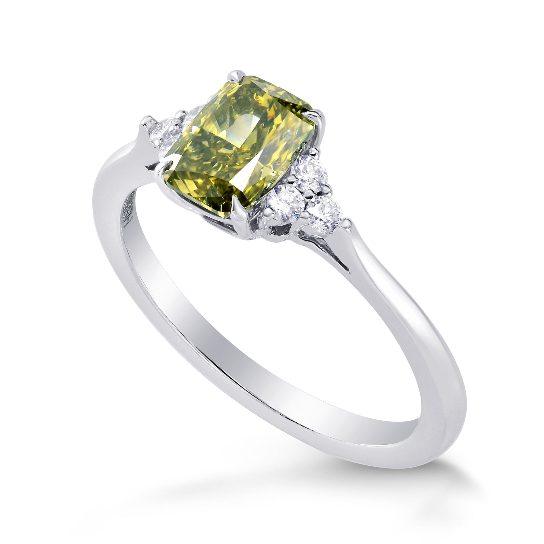 Chameleon Cushion Side Stone Diamond Ring