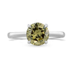 Fancy Brown Greenish Yellow Round Diamond Solitaire Ring