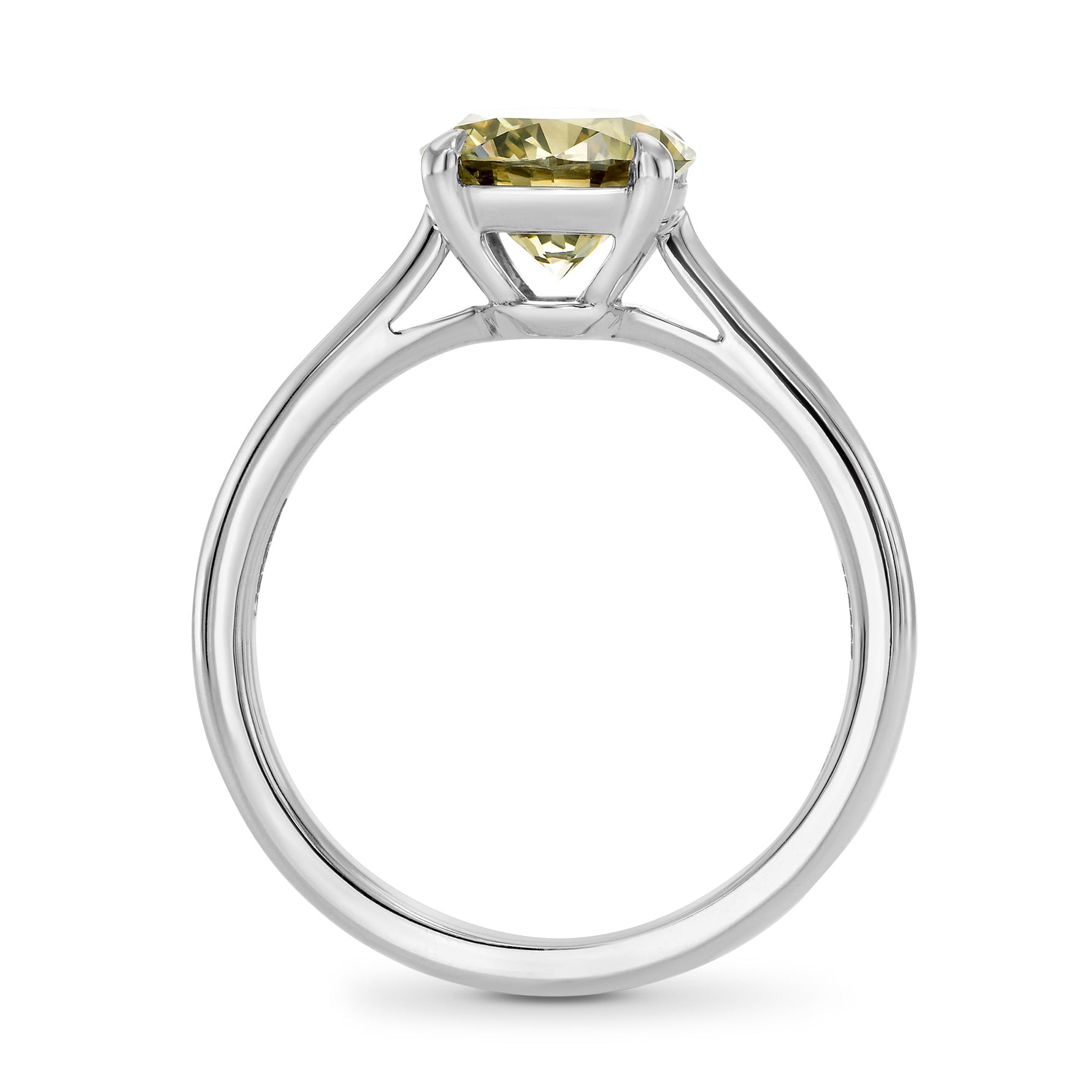 Fancy Brown Greenish Yellow Round Diamond Solitaire Ring