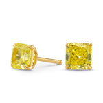 Fancy Vivid Yellow Radiant Diamond Stud Earrings