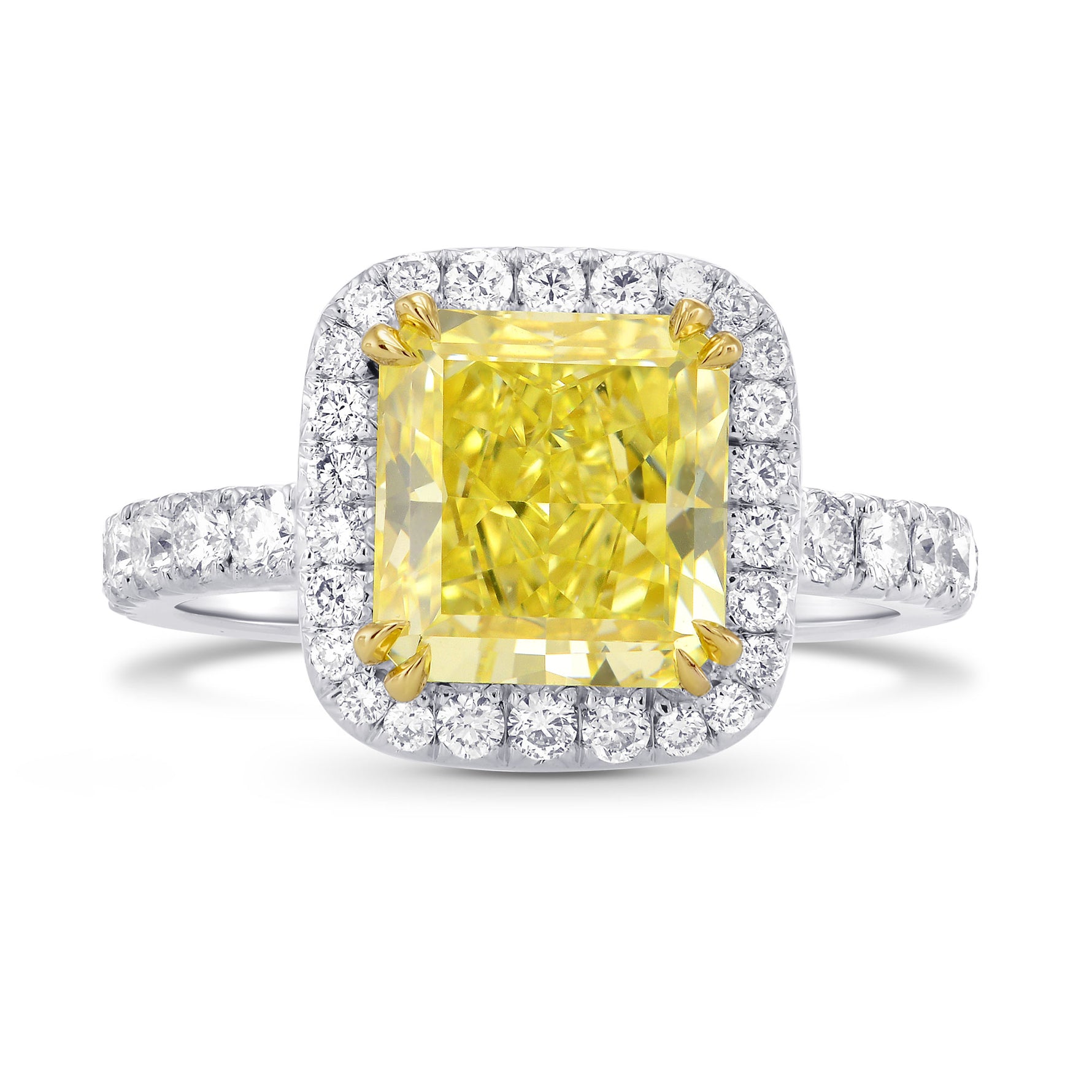 Fancy Intense Yellow Radiant Diamond Engagement Ring