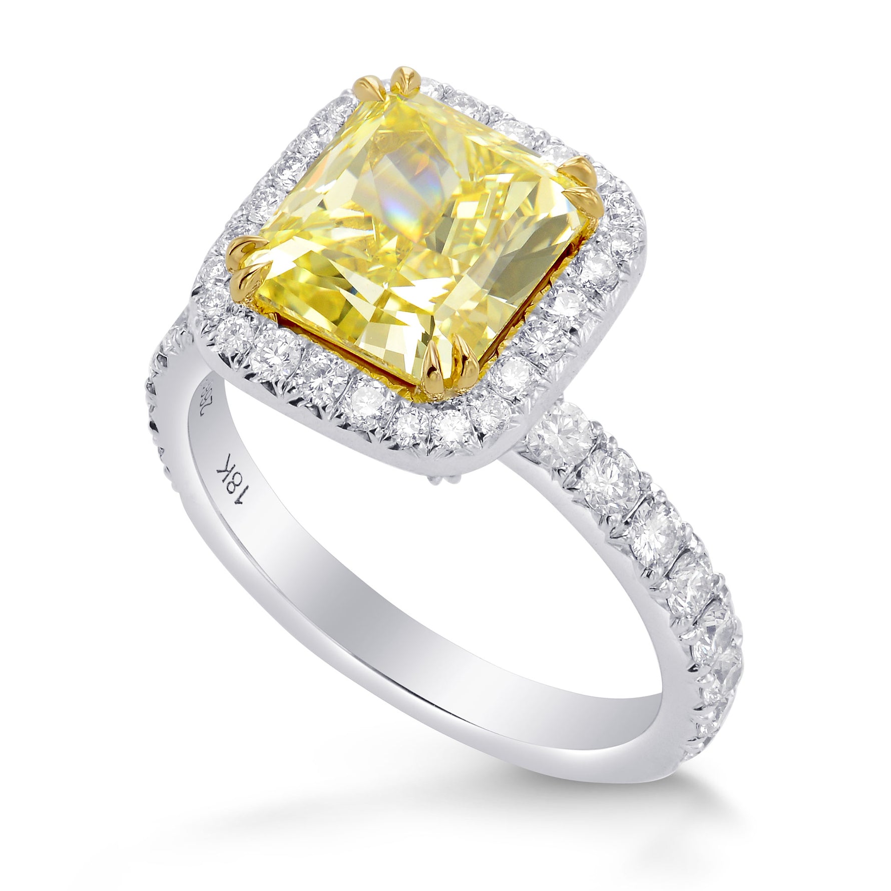 Fancy Intense Yellow Radiant Diamond Engagement Ring