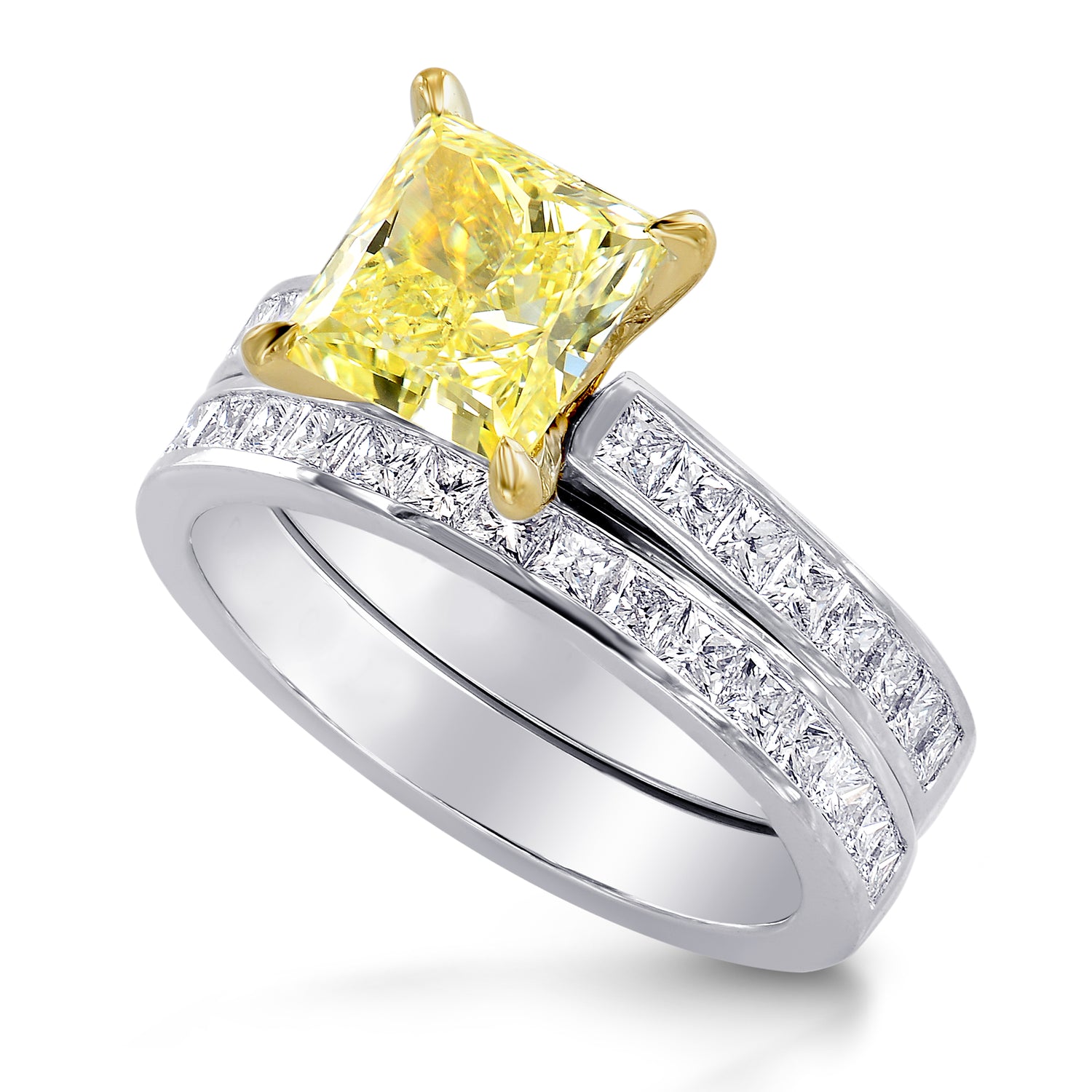 Princess Diamond Engagement and Wedding Ring Setting - 4