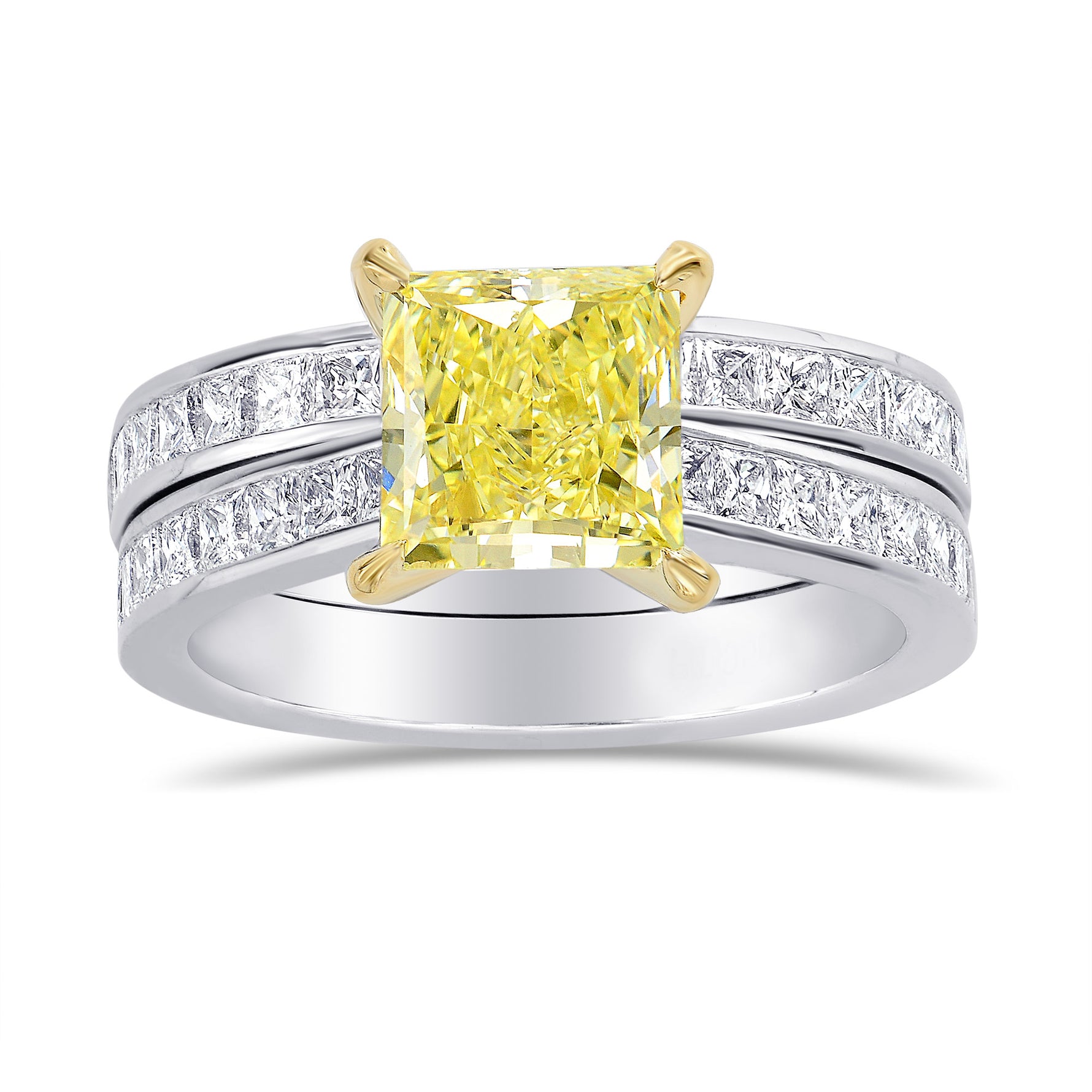 Princess Diamond Engagement and Wedding Ring Setting