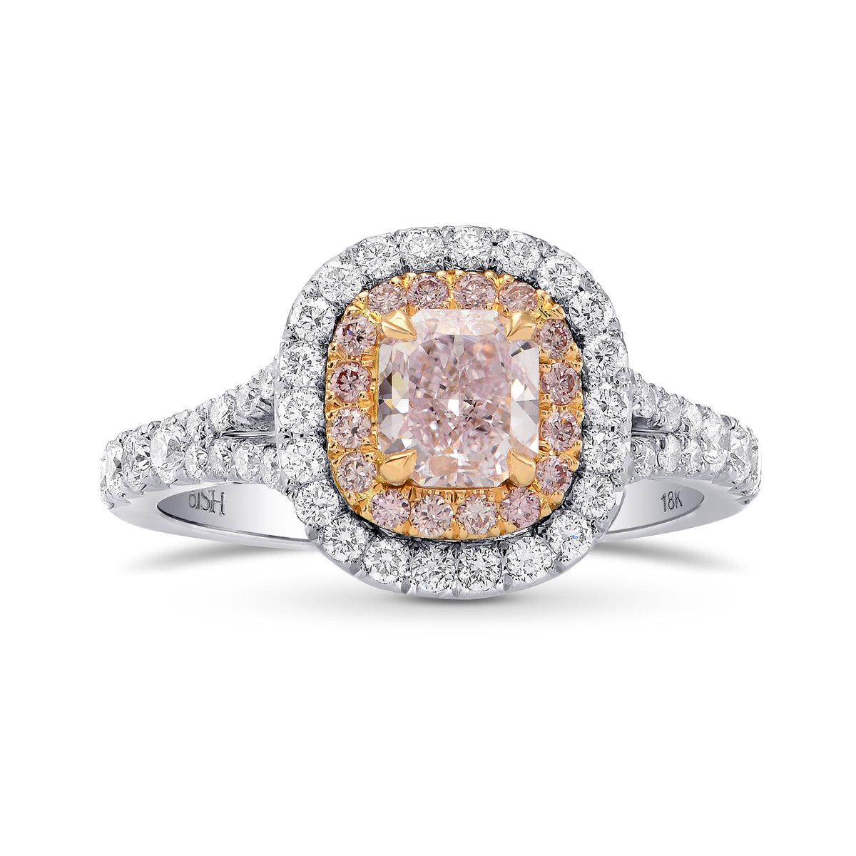 Fancy Light Purplish Pink Radiant Diamond Halo Ring