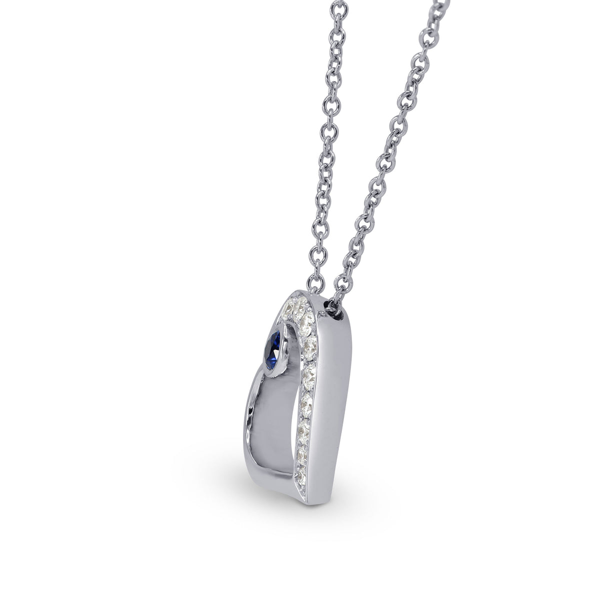 Sapphire & Diamond Heart Pendant